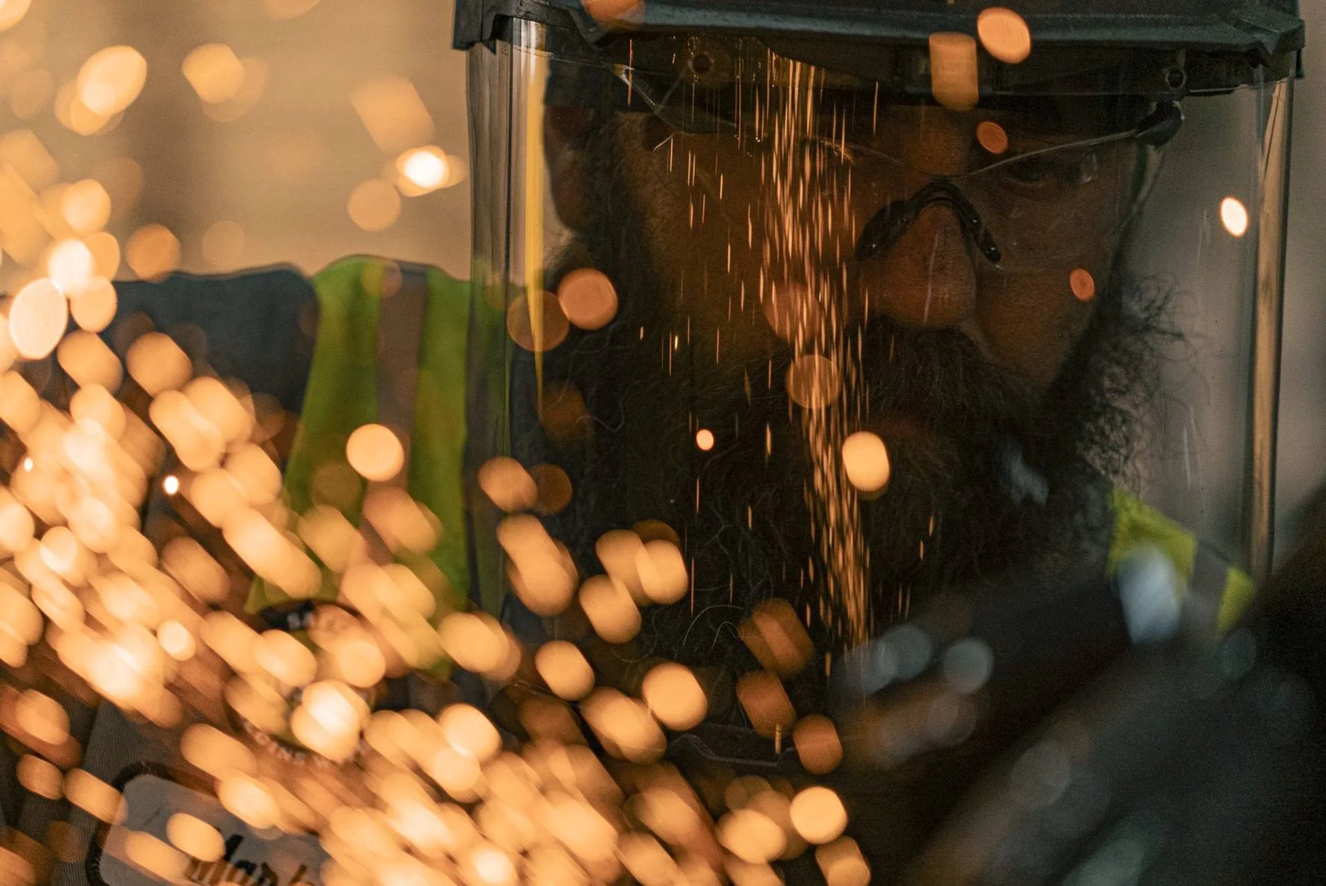 Sparks from a repair in the Wagner shop